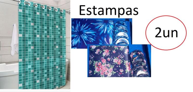 Imagem de Combo 2un Cortina Box Banheiro Tecido resistente 1.80x.180cm