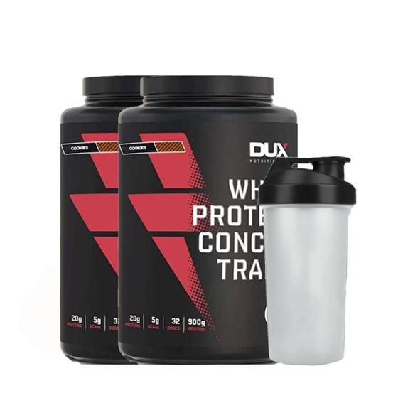 Imagem de Combo 2X Whey Concentrado 900G Cookies + Coqueteleira - Dux