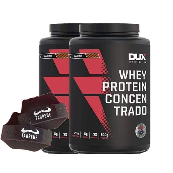 Imagem de Combo 2X Whey Concentrado 900G Cookies + Luva Taurene - Dux