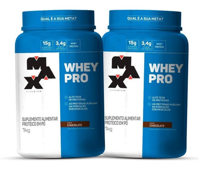 Imagem de Combo 2x Whey Pro 1kg -max Titanium Whey Concentrado