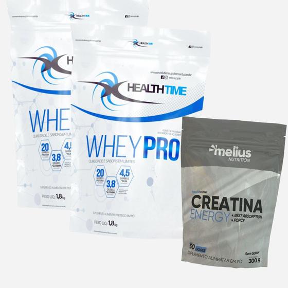 Imagem de Combo 2x Whey Pro Health Time 1,8kg (3,6kg) + Creatina 300