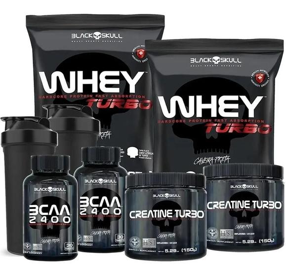 Combo 2x Whey Protein Turbo 907 g + 2x Bcaa 30 tablet + Creatina