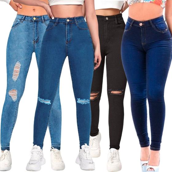 Imagem de Combo 3 Calças Jeans Rasgados Lycra