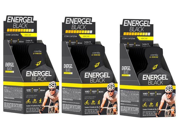 Imagem de Combo 3 Gel Energel Black 10 Sachês  Bodyaction Carb Up Sabor Abacaxi