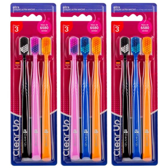 Imagem de Combo 3 Pack c/3 Escova Dental Cerda Alemã Ultra Macia Capa