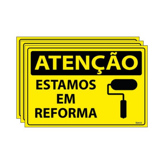 Imagem de Combo 3 Placas De Sinalização Atenção Estamos Em Reforma 30x20 Ecom IA - SA47 F9e