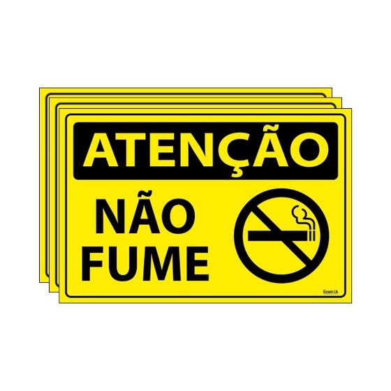 Imagem de Combo 3 Placas De Sinalização Atenção Não Fume 30x20 Ecom IA - SA22 F9e