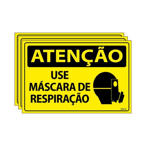 Imagem de Combo 3 Placas De Sinalização Atenção Use Máscara De Respiração 30x20 Ecom IA - SA27 F9e