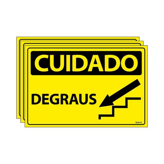 Imagem de Combo 3 Placas De Sinalização Cuidado Degraus Descendo 30x20 Ecom IA - SC1 F9e