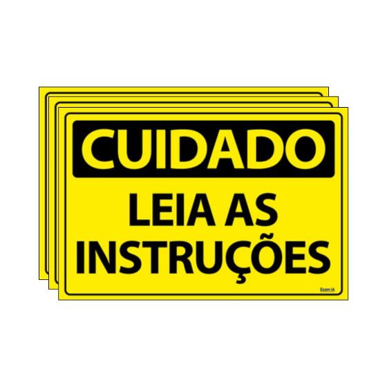 Imagem de Combo 3 Placas De Sinalização Cuidado Leia As Instruções 30x20 Ecom IA - SC82 F9e