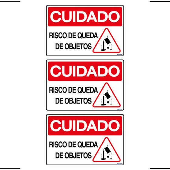 Imagem de Combo 3 Placas De Sinalização Cuidado Risco De Queda De Objetos 30x20 Ekomunike - S-226/2 F9e