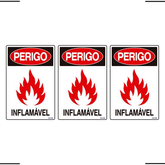 Imagem de Combo 3 Placas De Sinalização Perigo Inflamável 20x30 Ekomunike - S-208 F9e