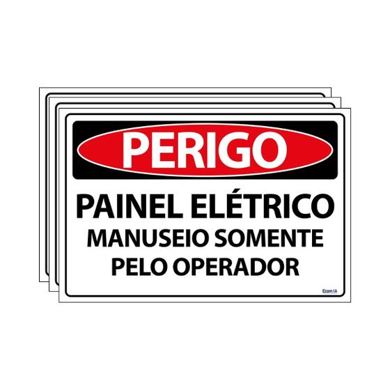 Imagem de Combo 3 Placas De Sinalização Perigo Painel Elétrico Manuseio Somente Pelo Operador 30x20 Ecom IA - SP72 F9e