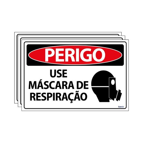 Imagem de Combo 3 Placas De Sinalização Perigo Use Máscara De Respiração 30x20 Ecom IA - SP36 F9e