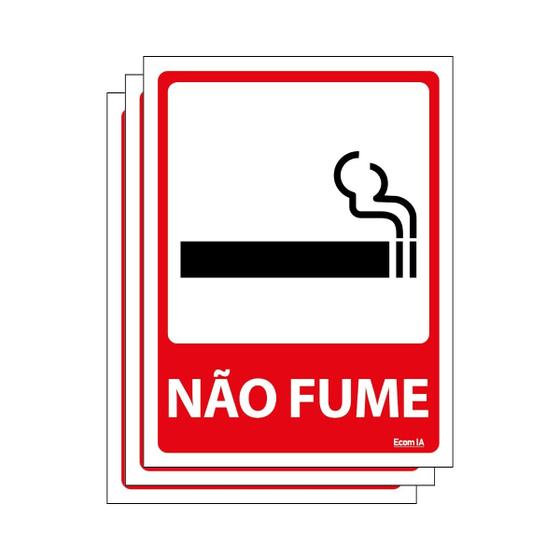 Imagem de Combo 3 Placas De Sinalização Proibido Fumar 15x20 Ecom IA - P-28 F9e