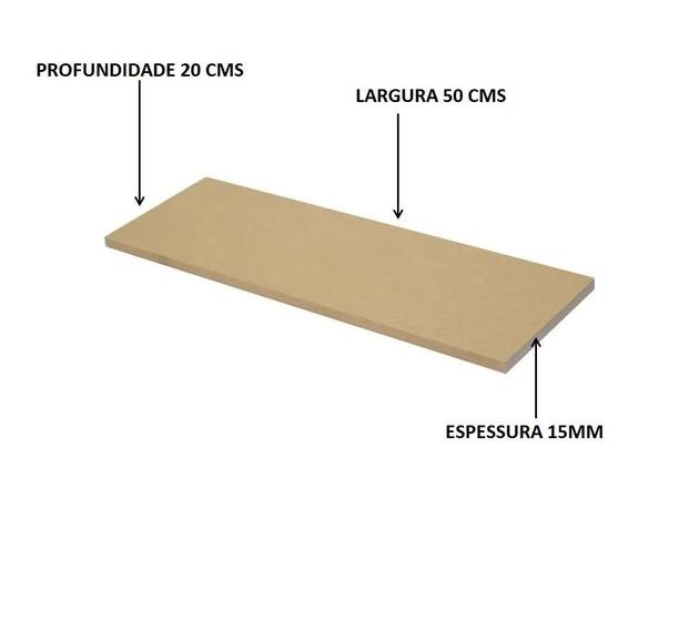 Imagem de Combo 3 Prateleiras Mdf Cru 50x20cms  Com Suporte