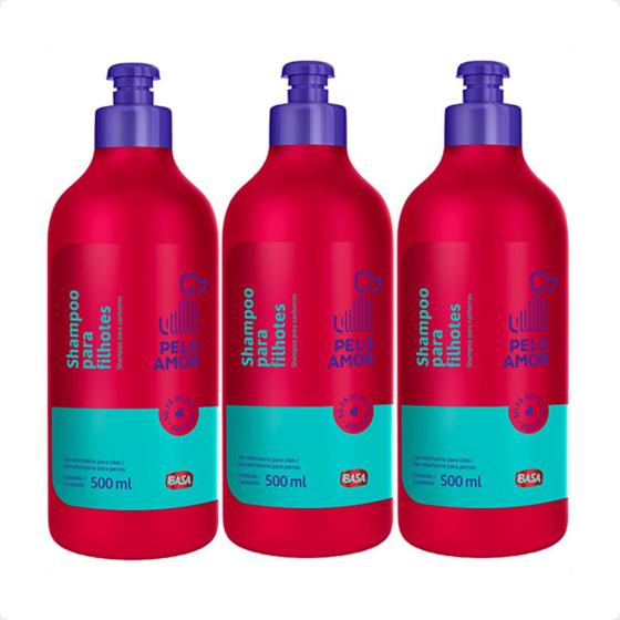 Imagem de Combo 3 Shampoo para Filhotes Pelo Amor Ibasa - 500ml