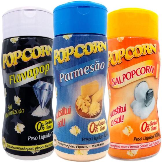 Imagem de Combo 3 Temperos Pipoca Popcorn Parmesão, Flavapop Manteiga