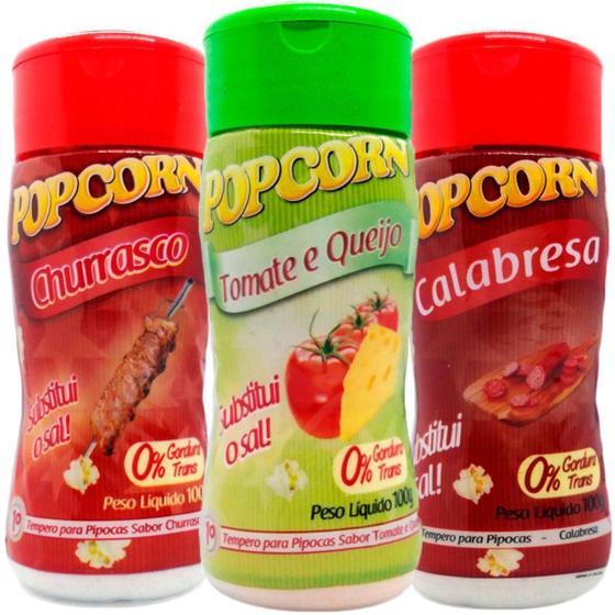 Imagem de Combo 3 Temperos Pipoca Popcorn Sabores Churrasco, Tomate E