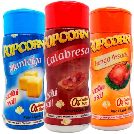 Imagem de Combo 3 Temperos Pipoca Popcorn Sabores Manteiga, Calabresa
