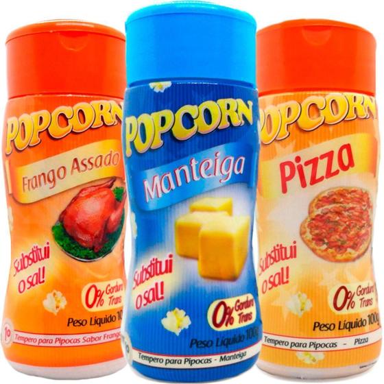 Imagem de Combo 3 Temperos Pipoca Popcorn Sabores Manteiga, Frango