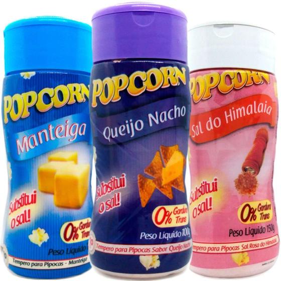 Imagem de Combo 3 Temperos Pipoca Popcorn Sabores Manteiga, Queijo
