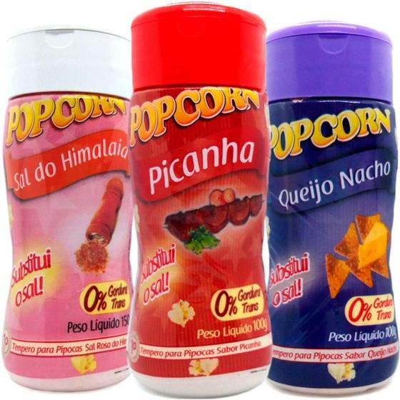 Imagem de Combo 3 Temperos Pipoca Popcorn Sabores Picanha, Queijo