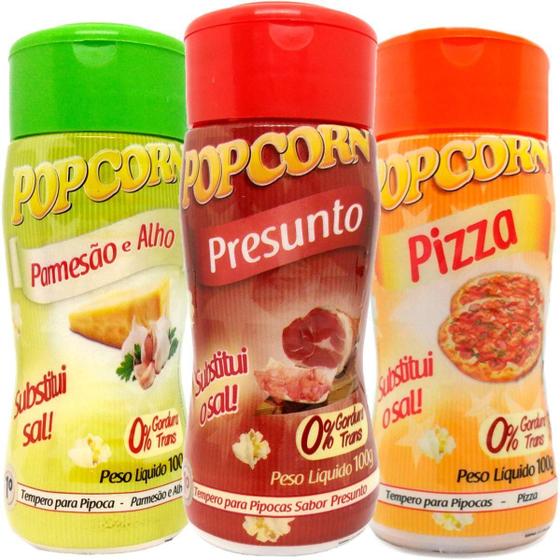 Imagem de Combo 3 Temperos Pipoca Popcorn Sabores Pizza, Parmesão E