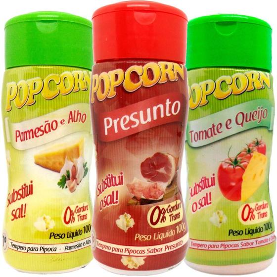Imagem de Combo 3 Temperos Pipoca Popcorn Sabores Tomate E Queijo,