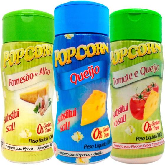 Imagem de Combo 3 Temperos Pipoca Popcorn Sabores Tomate E Queijo,