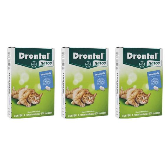 Imagem de Combo 3 unidades Drontal Gatos 4 Kg - 4 Comprimidos