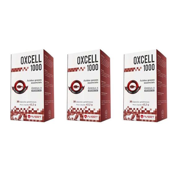 Imagem de Combo 3 Unidades Oxcell 1000Mg 30 Comp Suplemento Cães Avert