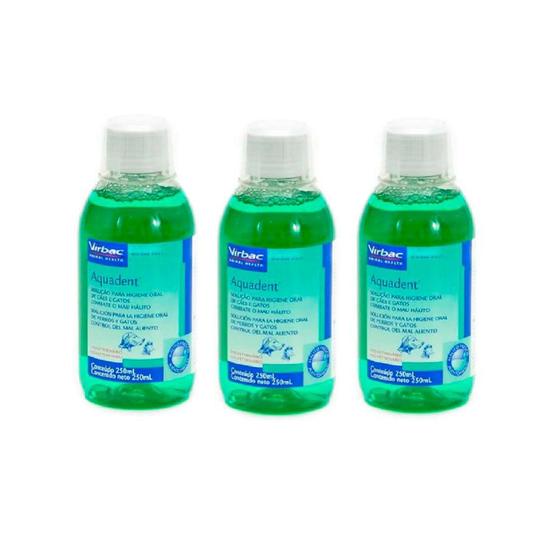 Imagem de Combo 3 unidades Solução Virbac para Higiene Oral Aquadent - 250 mL