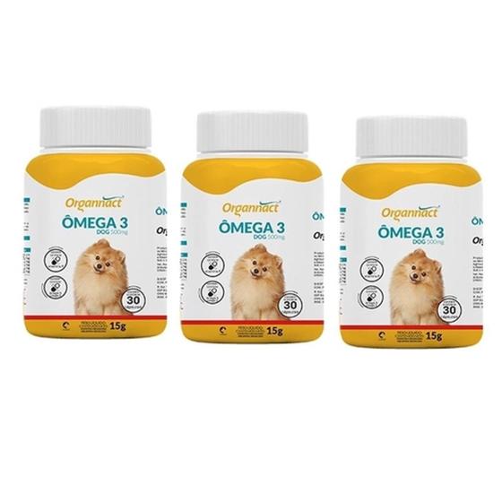 Combo 3x Organnact Omega 3 Dog 500mg Ômega 3 para Pet Magazine Luiza