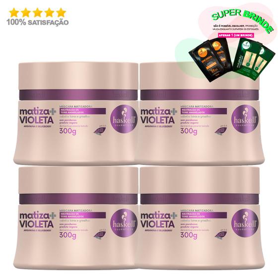 Imagem de Combo 4 Máscaras Matizadora Haskell Extend Color Roxo Violet