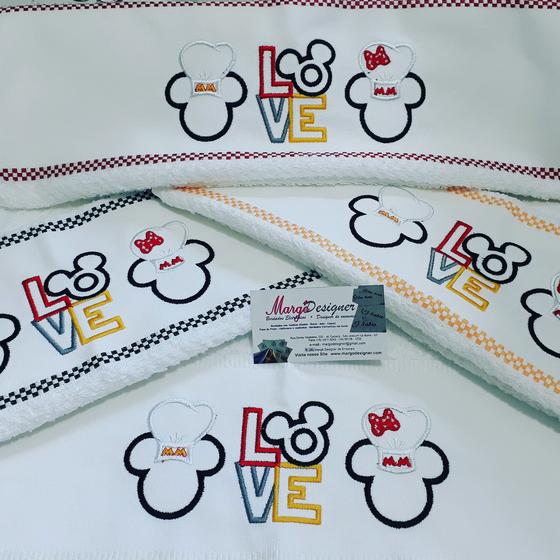 Combo 4 Panos de Prato Atoalhado Bordado Coleção Chef Mickey e Minnie Menor preço em Combo 4 Panos de Prato Atoalhado Bordado Coleção Chef Mickey e Minnie