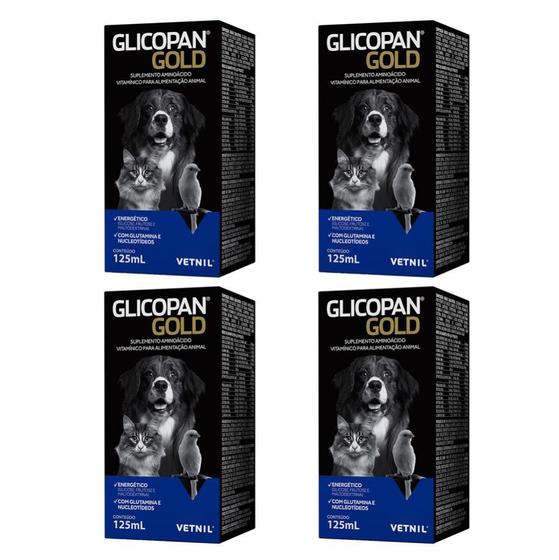 Imagem de Combo 4 Unidades Glicopan Gold 125 ml Suplemento Cães e Gatos - Vetnil