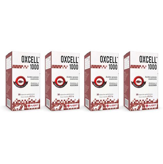 Combo 4 Unidades Oxcell 1000mg 30 comp suplemento Cães - Avert Menor preço em Combo 4 Unidades Oxcell 1000mg 30 comp suplemento Cães - Avert