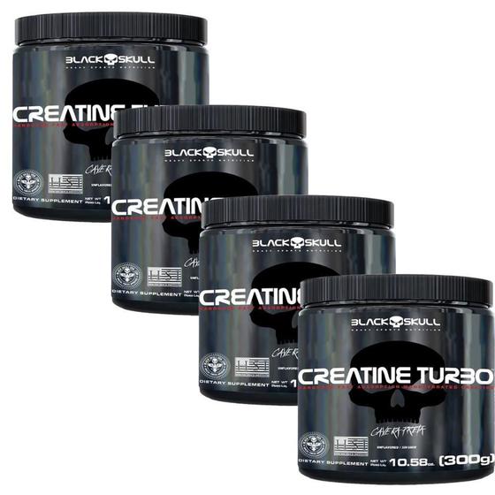 Imagem de Combo 4X Creatina Creatine 300G Caveira Preta - Black Skull