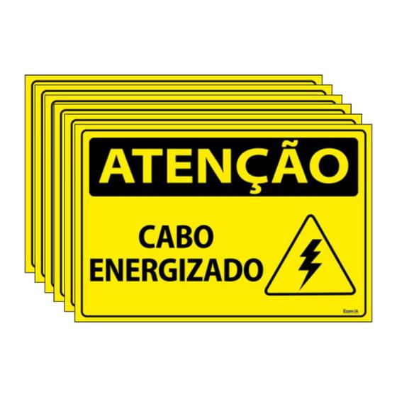 Imagem de Combo 6 Placas De Sinalização Atenção Cabo Energizado 30x20 Ecom IA - SA52 F9e