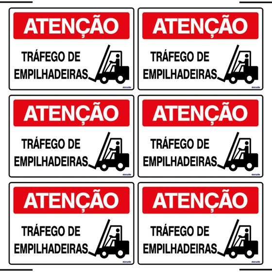 Imagem de Combo 6 Placas De Sinalização Atenção Tráfego De Empilhadeiras 30x20 Ekomunike - S-226 F9e