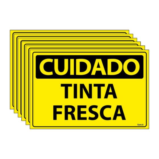 Imagem de Combo 6 Placas De Sinalização Cuidado Tinta Fresca 30x20 Ecom IA - SC81 F9e