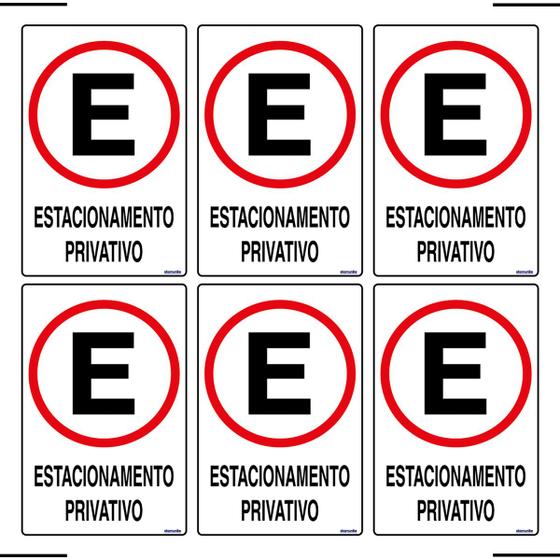 Imagem de Combo 6 Placas De Sinalização Estacionamento Privativo 20x30 Ekomunike - P-3 F9e