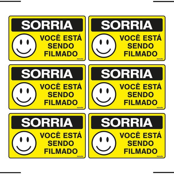 Imagem de Combo 6 Placas De Sinalização Sorria Você Está Sendo Filmado 25x15 Ekomunike - P-24/1 F9e