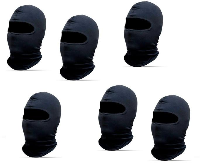 Imagem de Combo 6 Touca Capuz Ninja Balaclava Proteção Frio Inverno Preta Moto Motoboy Paintball Tático Militar