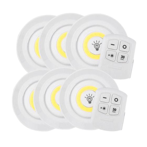Combo 6X Peças Luminárias De Led Sem Fio + Controle Remoto Star Capas E Acessórios Luminária