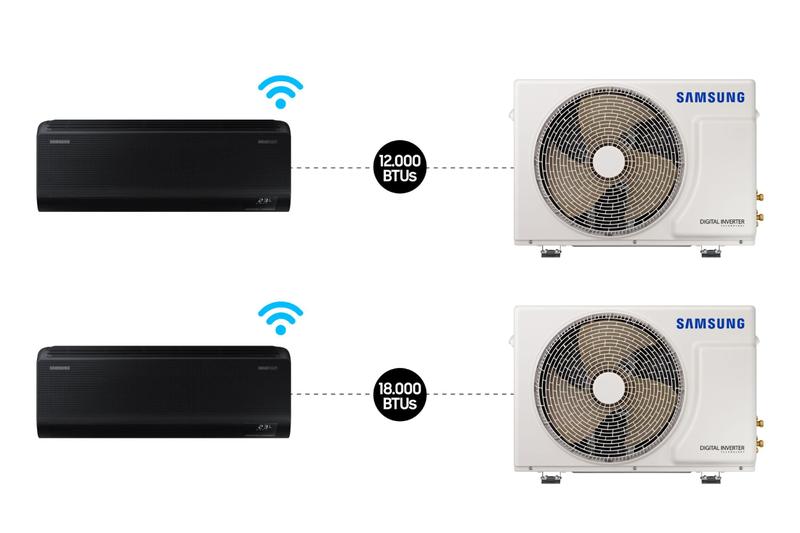 Imagem de Combo - Ar condicionado Split Inverter Samsung WindFree Connect Sem Vento 12.000 & 18.000 BTUs Quente e Frio