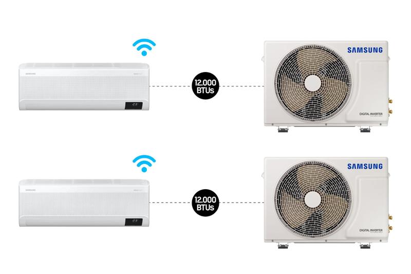 Imagem de Combo - Ar condicionado Split Inverter Samsung WindFree Connect Sem Vento 2X12.000 BTUs - Pro Energy