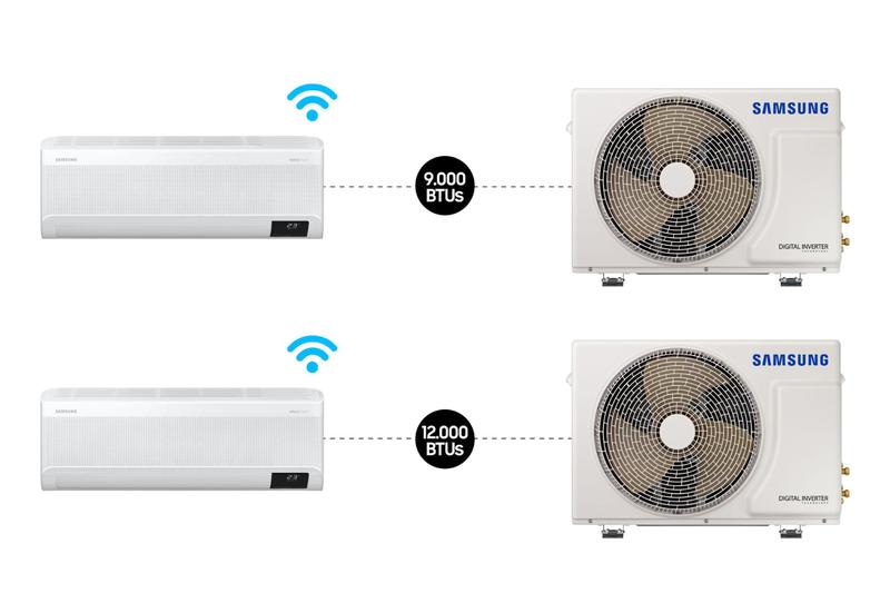 Imagem de Combo - Ar condicionado Split Inverter Samsung WindFree Connect Sem Vento 9.000 & 12.000 BTUs Frio