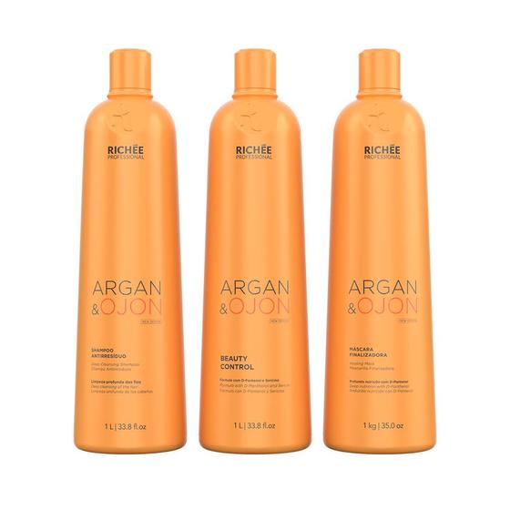 Imagem de Combo Argan e Ojon Escova Progressiva 3x 1l Original Richée